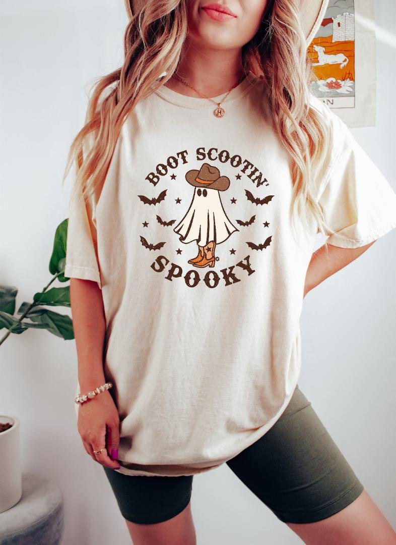 Cute Spooky, Boot Scooting Spooky Shirt,Halloween Shirt ,Cowboy Ghost Shirt,Western Halloween Shirt