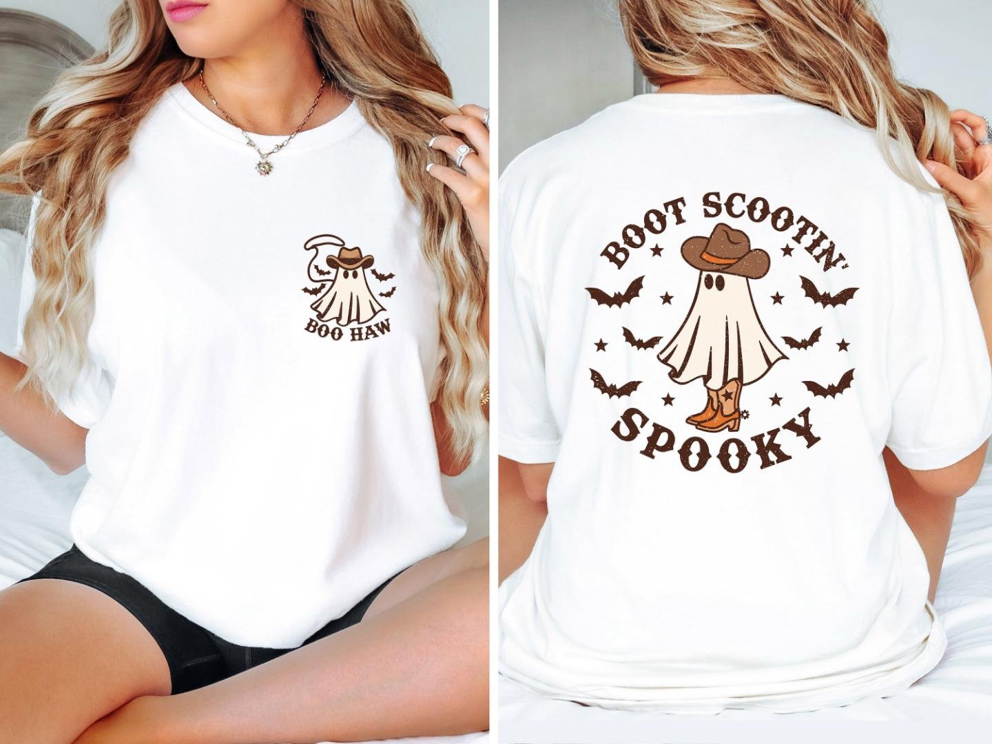 Cute Spooky, Boot Scooting Spooky Shirt,Halloween Shirt ,Cowboy Ghost Shirt,Western Halloween Shirt