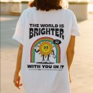 The World Is Brighter With You In It Mental Health Shirt 988 Hotline Retro