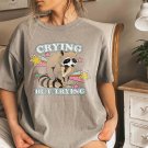 Crying But Trying Weirdcore Raccoon Shirt Weird Shirts That Go Hard Funny M