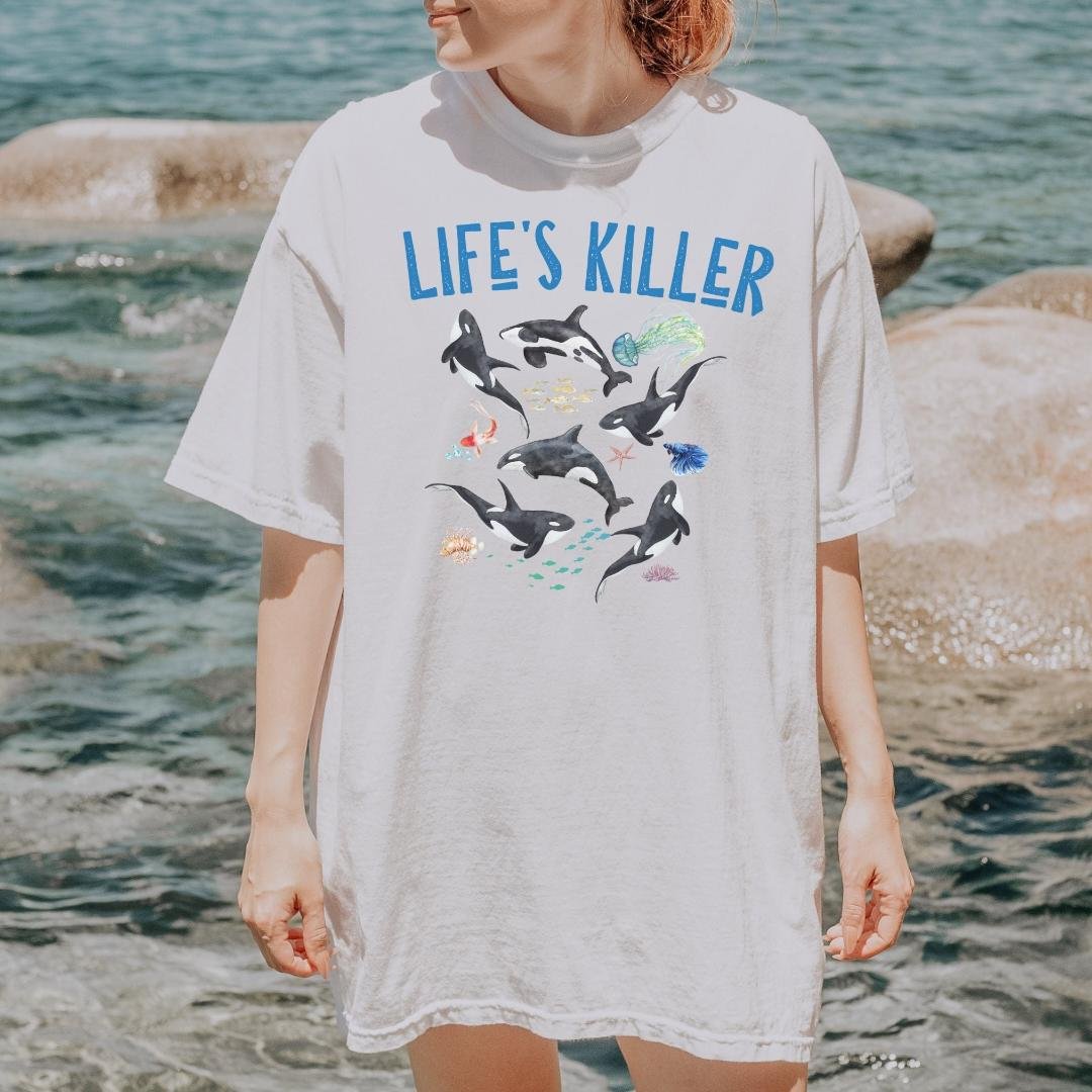 Orca Whale Shirt, Lifes Killer, Killer Whales Graphic Tee, Watercolor whale
