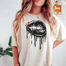 Vampire Fang T Shirt, Bite Me Shirt, Gothic Lips Halloween Shirt, Spooky Season