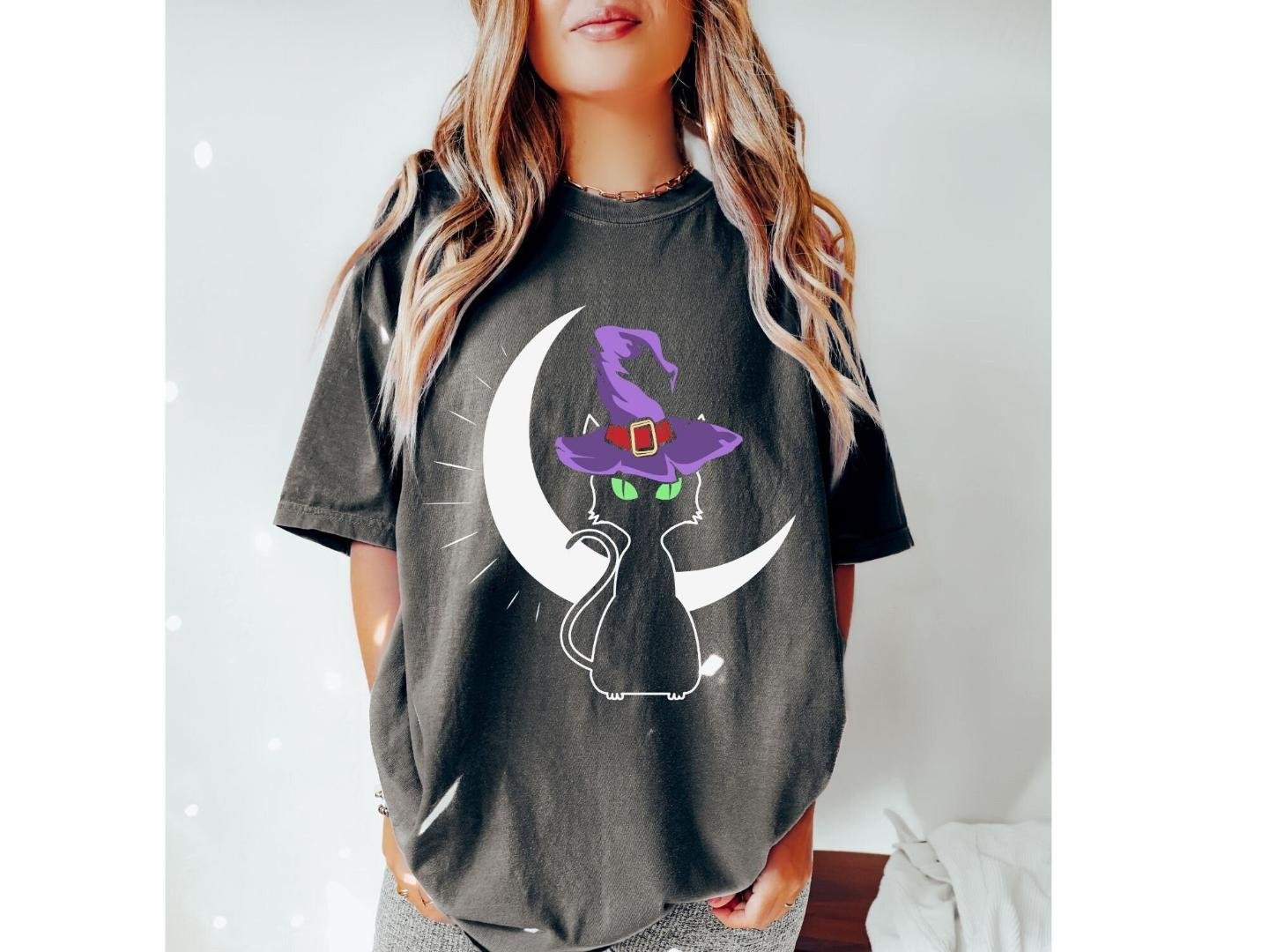 Black Cat Shirt, ,Witch Cat Halloween Shirt, Cat Lover S