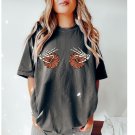 Funny Halloween Tees, ,Skeleton Hand Boob Shirt, Pumpkin