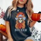 Funny Hallowe, ,Skeleton Boo Haw Shirt,Western Halloween