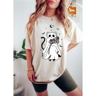 Black C, ,Halloween Cat with flowerShirt,Cat Lover Shirt