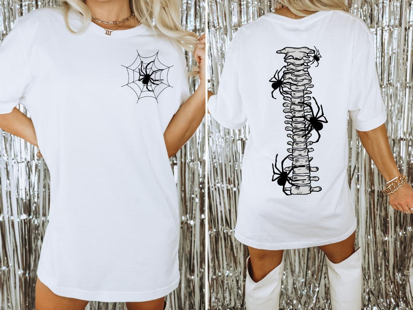 Halloween Shirt Gift, ,2Sided Spider Spine T-Shirt