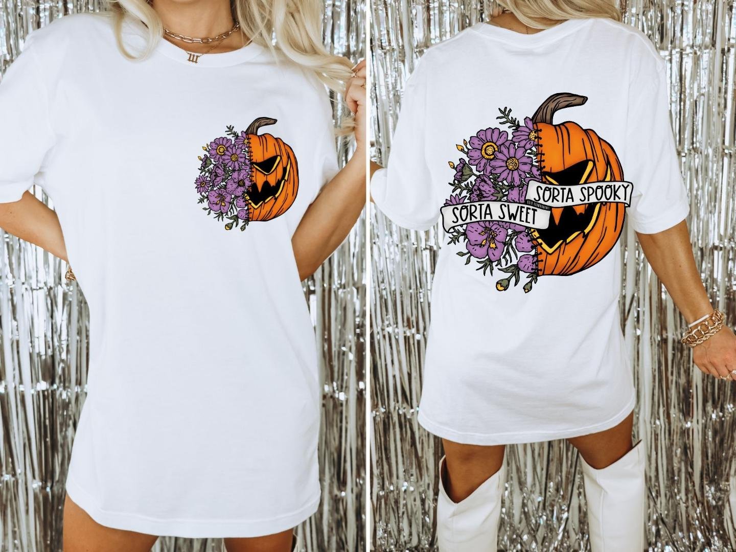 Trick Or Treat, ,2 Sided Sorta Spooky Shirt,Ladies Fall Shirts