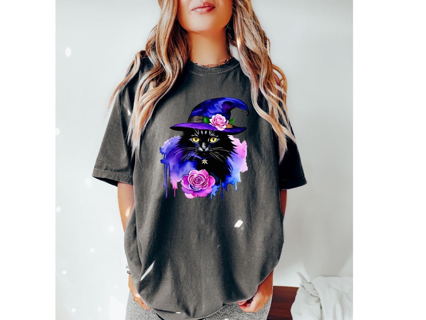 Black Cat Shirt, , Halloween Cat Shirt, Cat Lover Shirt