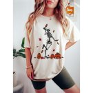 ,Skeleton With Fall Leaves Shirt,Halloween Skeleton