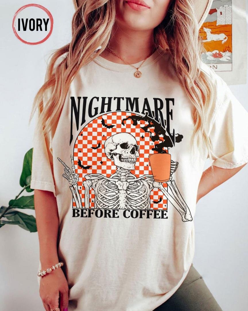 Skeleton Halloween Shirt Coffee, Funny Halloween Shirt