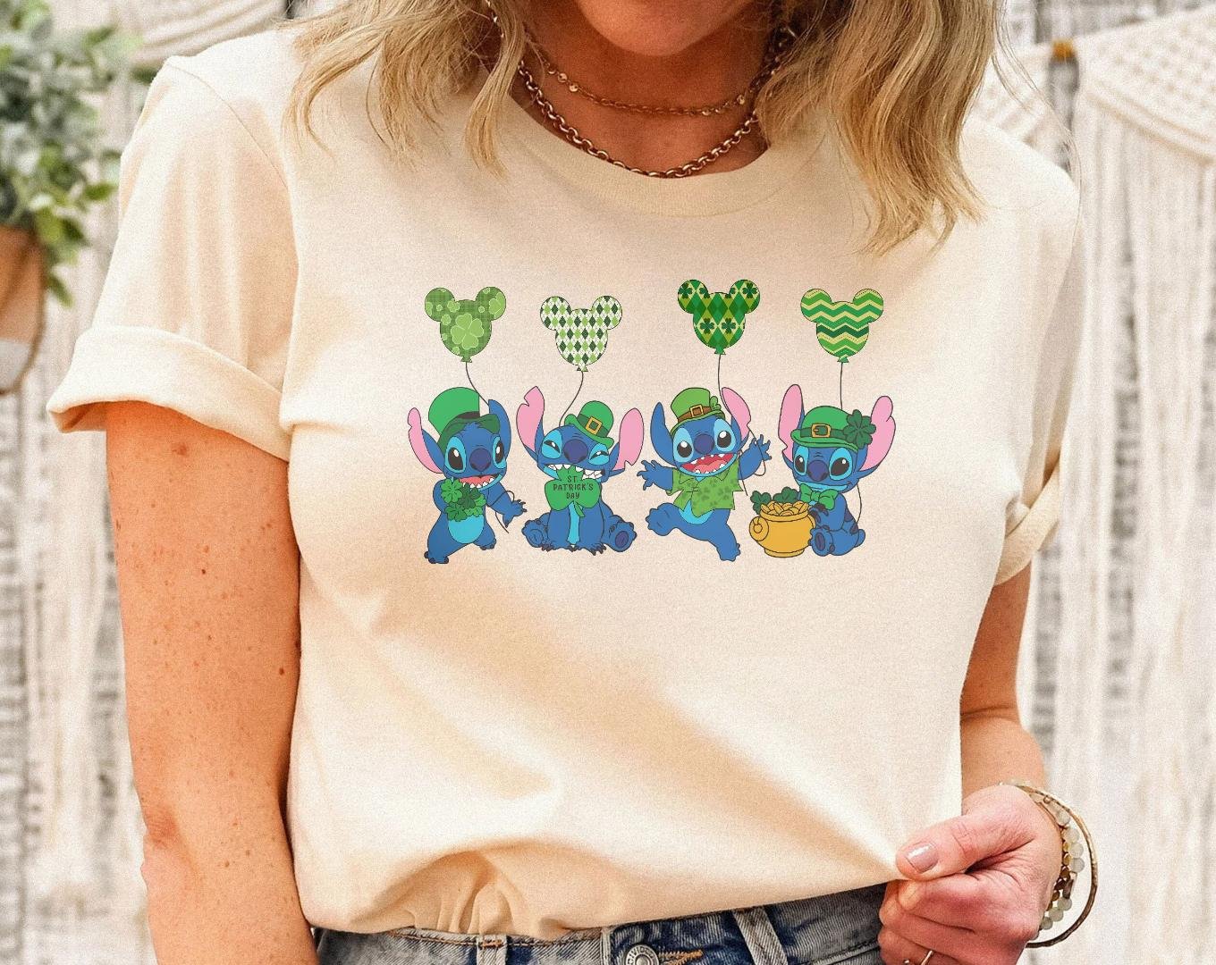 Stitch Lucky Shamrocks, Vintage Stitch St Patricks Day Shirt, Stitch
