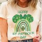 Happy St Patricks Day Shirt, Vintage Minnie Mouse Lucky Rainbow Shirt