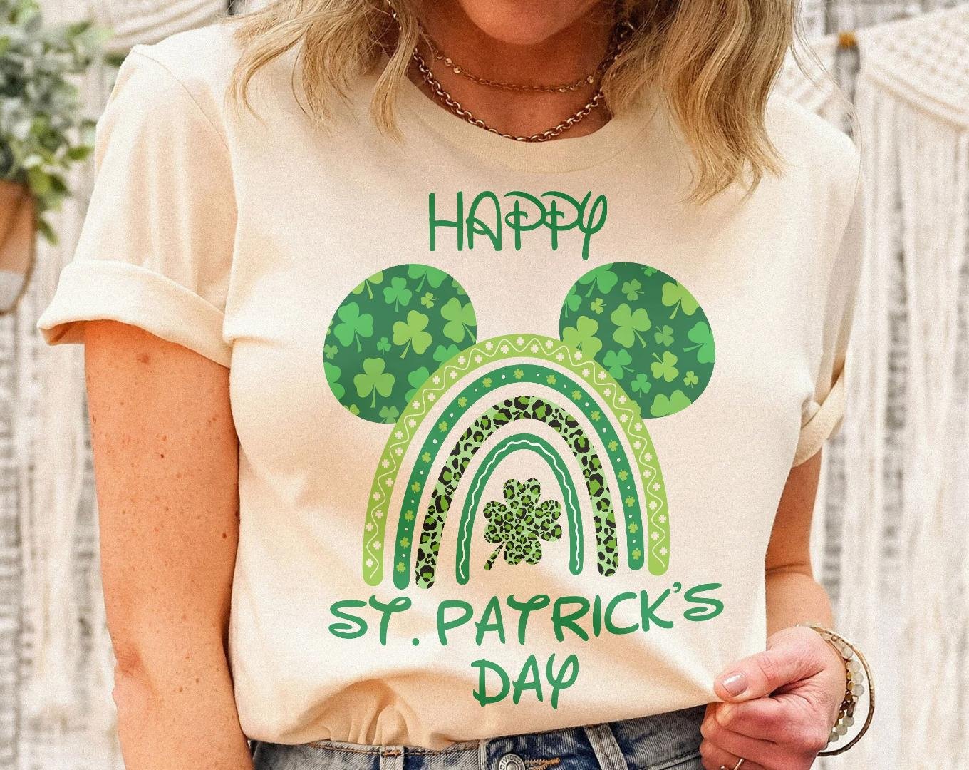 Happy St Patricks Day Shirt, Vintage Mickey Lucky Rainbow Shirt, Retro 90s