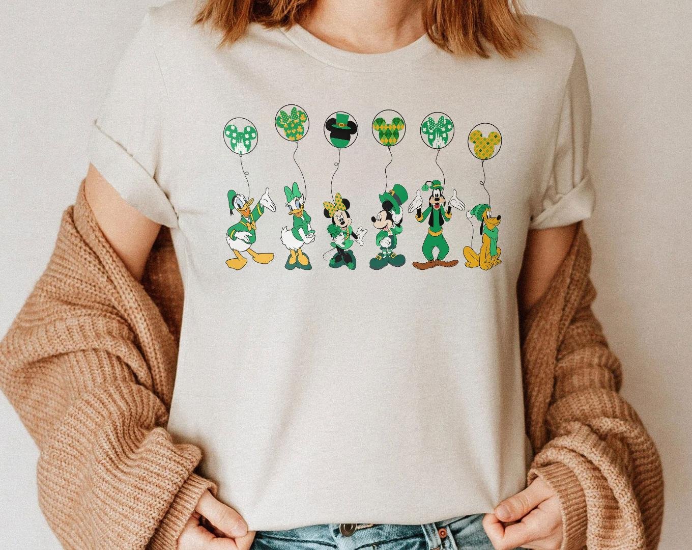 Happy St Patricks Day Shirt, Vintage Mickey And Friends With Balloons Shirt
