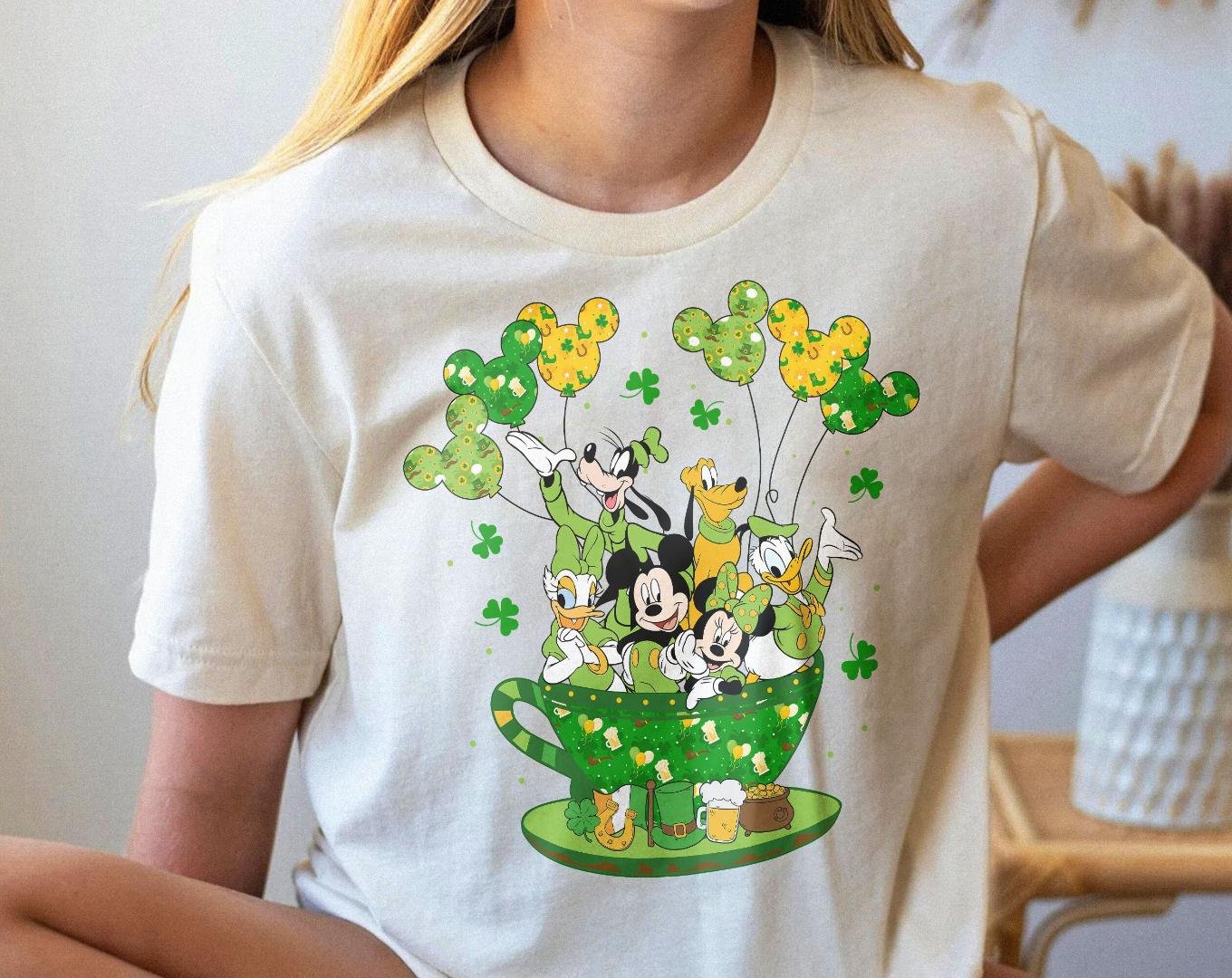 Happy St Patricks Day Shirt, Vintage Mickey And Friends Coffee Cup Shirt