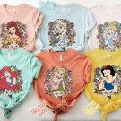 Disney Princess Matching Shirt, Vintage Floral Disney Princess Shirt, Disney