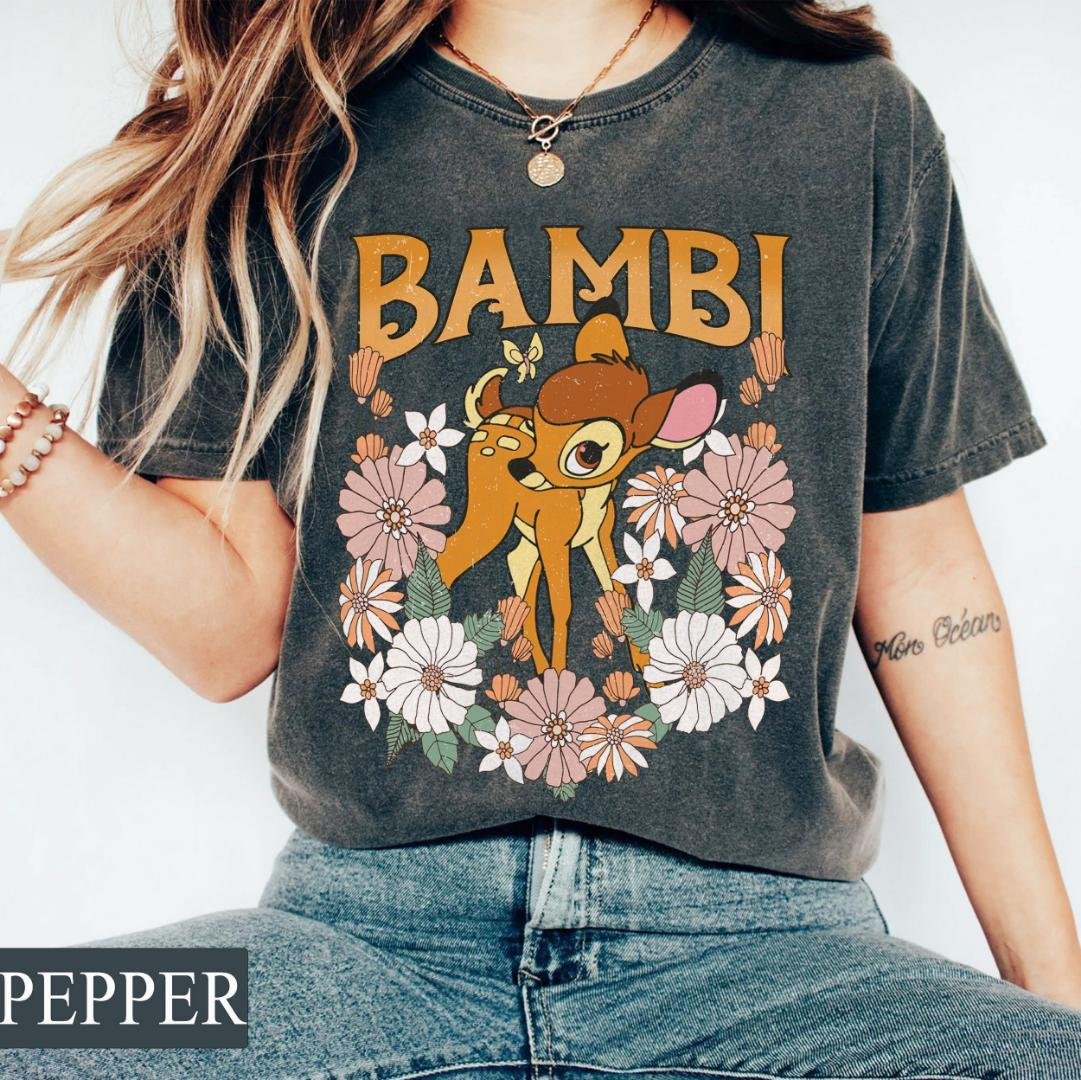 Disney Bambi Deer Shirt, Vintage Floral Bambi Tee, Disney Character