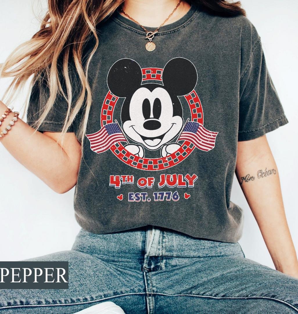 Retro Mickey Head Shirt, Vintage Disney 4th of July Tee, Disney