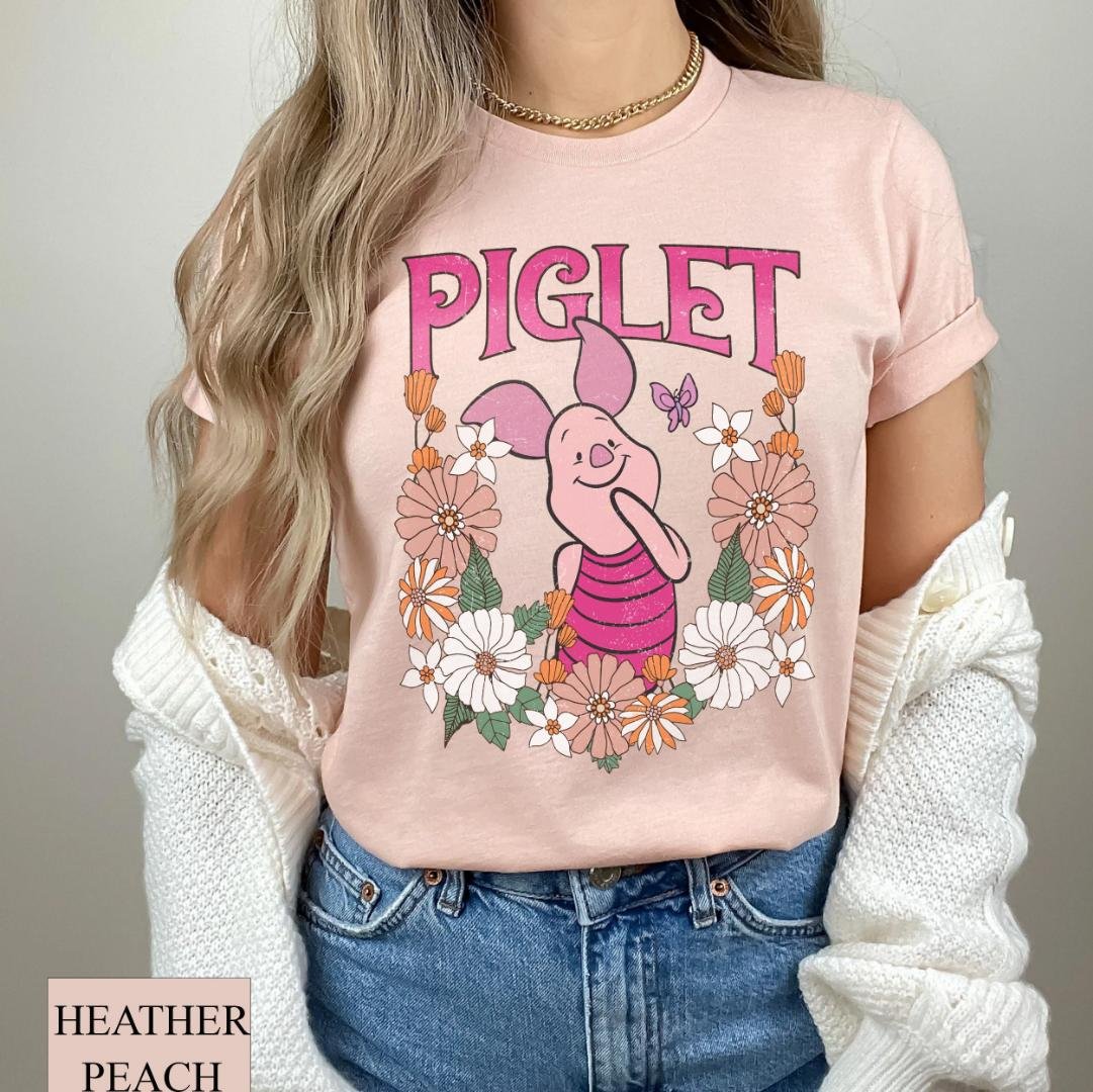 Disney Winnie The Pooh Tee, Retro Floral Winnie The Pooh Shirt, Pooh and Friends