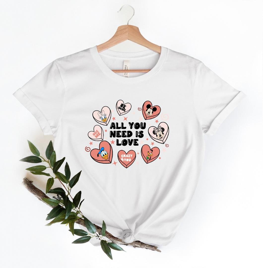 All You Need Is Love, Disney Vintage Mickey Minnie Shirt, D