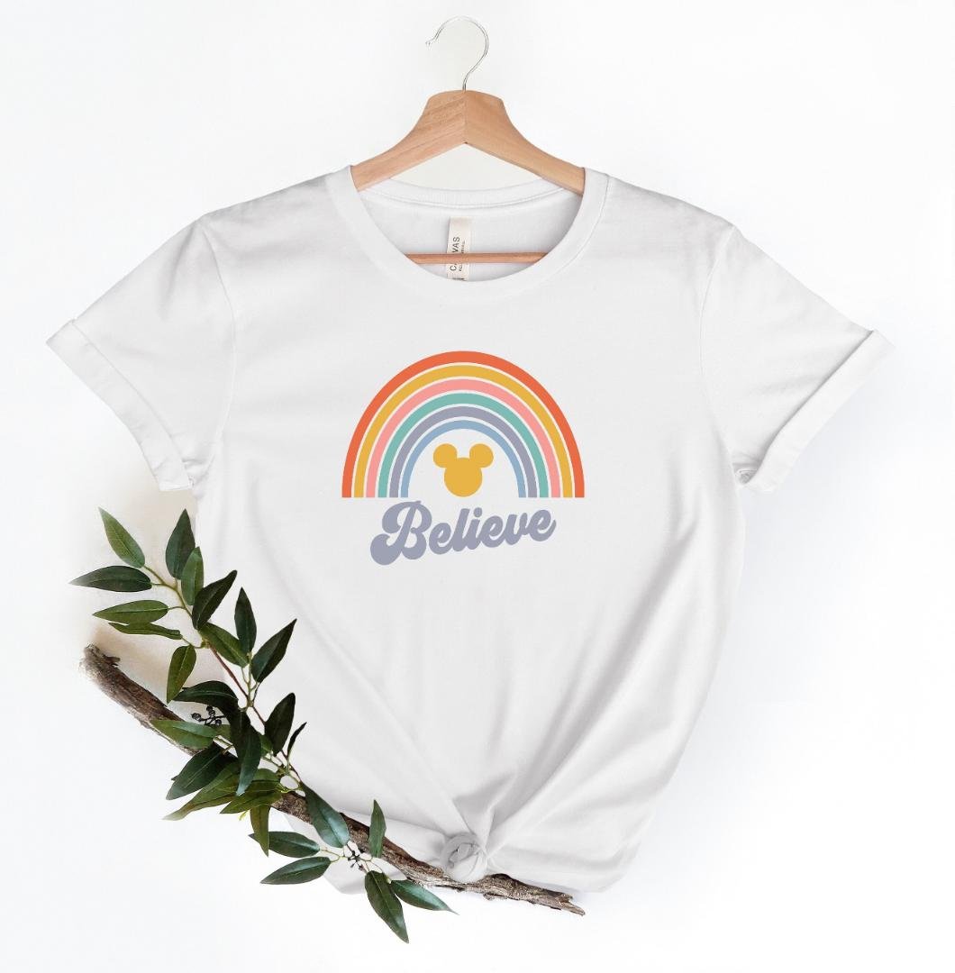 Rainbow Believe Shirt, Disney Rainbow Shirt, Disney Rainbow