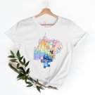 Disney Stitch Balloon, Disney Stitch Watercolor Castle Shirt