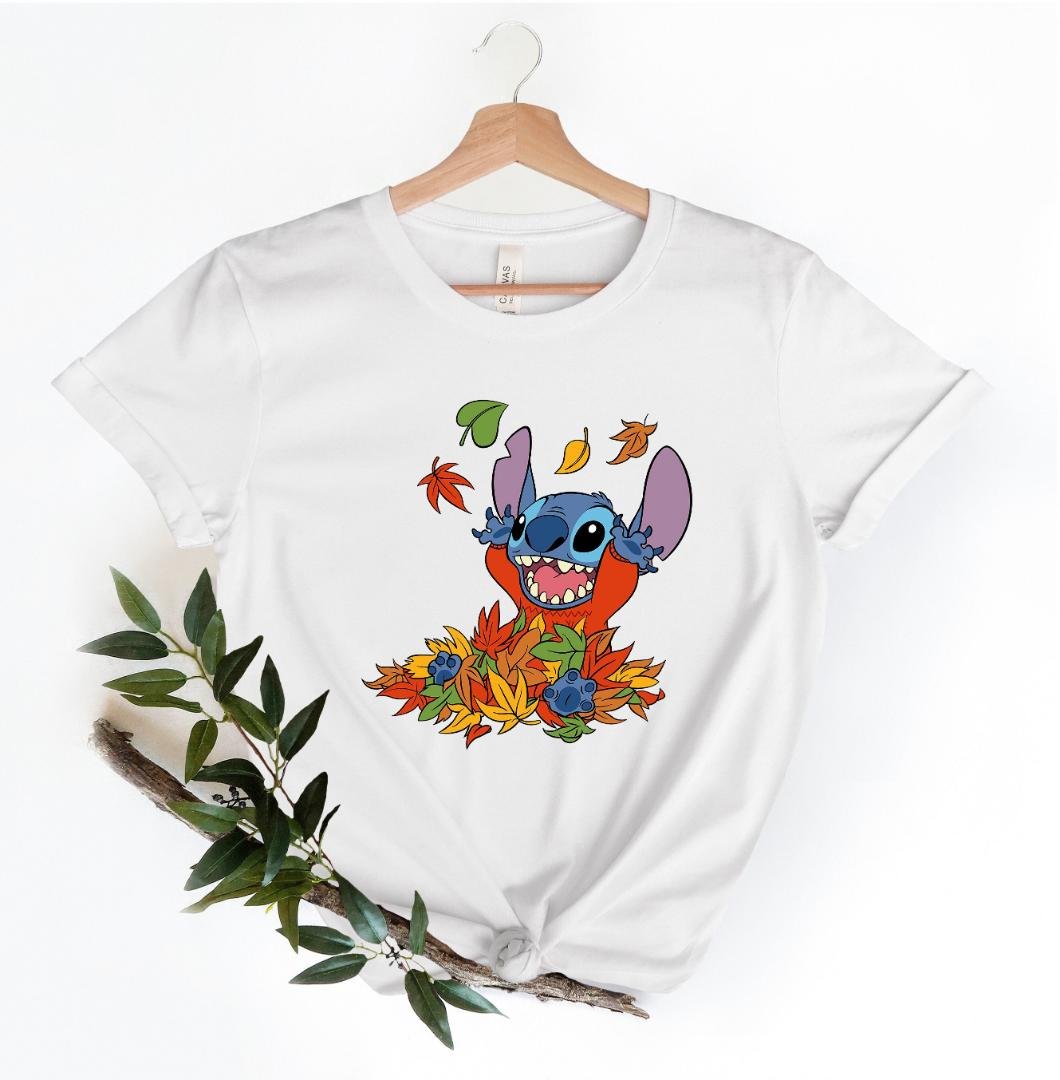 Disney Stitch Fall Leaf Shirt, Disney Stitch Fall Shirt, Fam