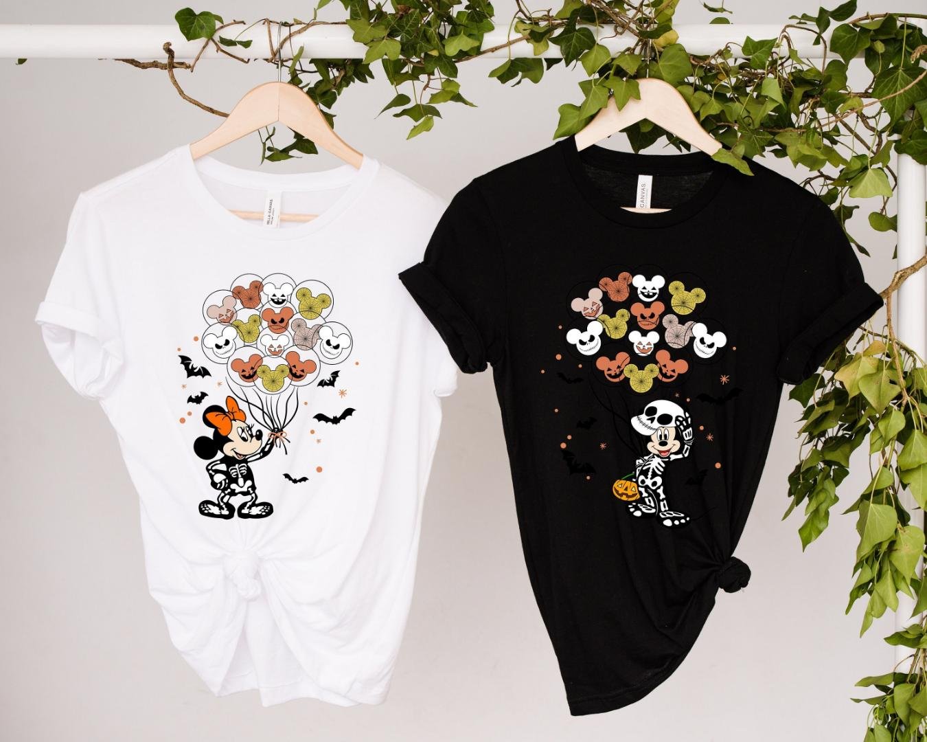Disney Halloween Matching Shi, Disney Skeleton Balloon Shirt