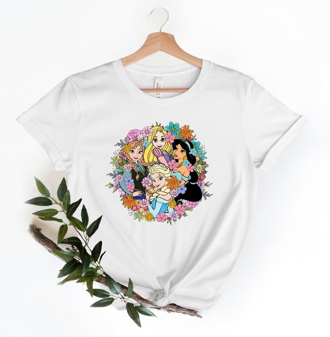 Disney Princess Flower Shirt, Disney Princess Shirt, Disney