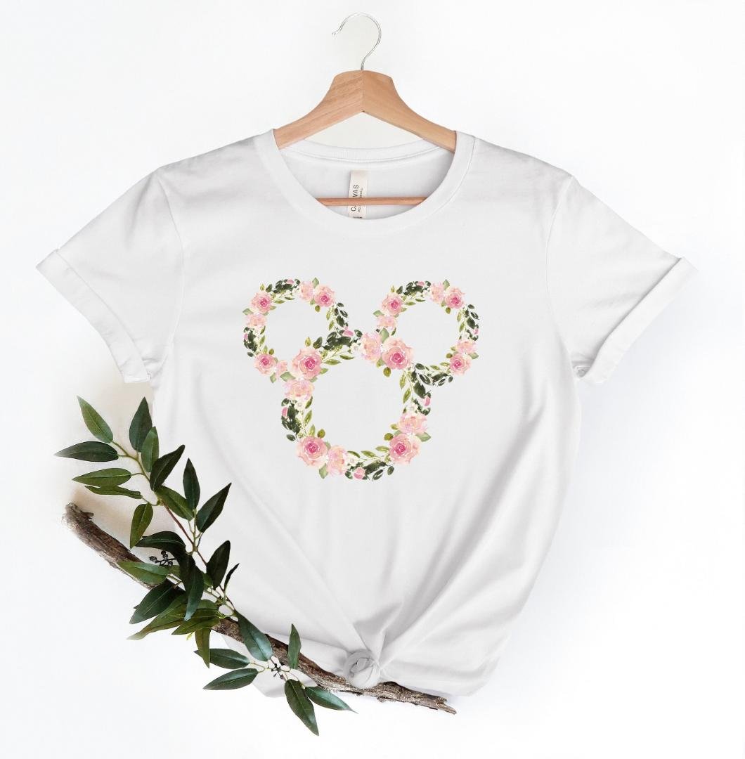Disney Ears Shirt, Disney Floral Shirt, Floral Disney Shirt,