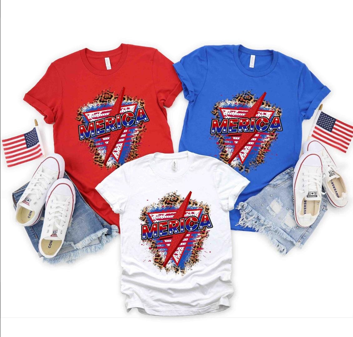 America, Retro Merica Leopard 4th of July T-Shirt