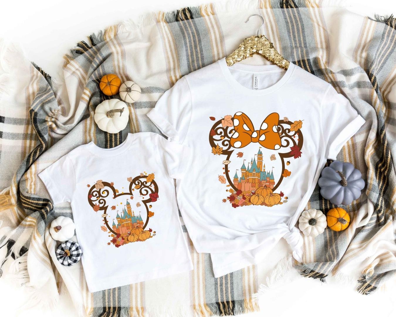 Disney Fall Couple T, Fall Minnie Mickey Ear Shirt