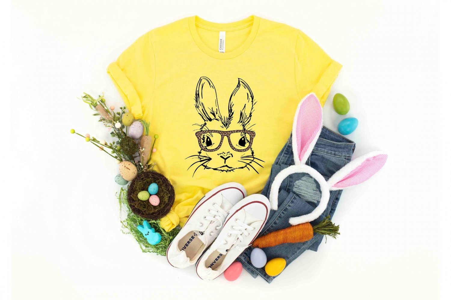 Bunny with Leop, Easter Bunny With Glasses T-Shirt