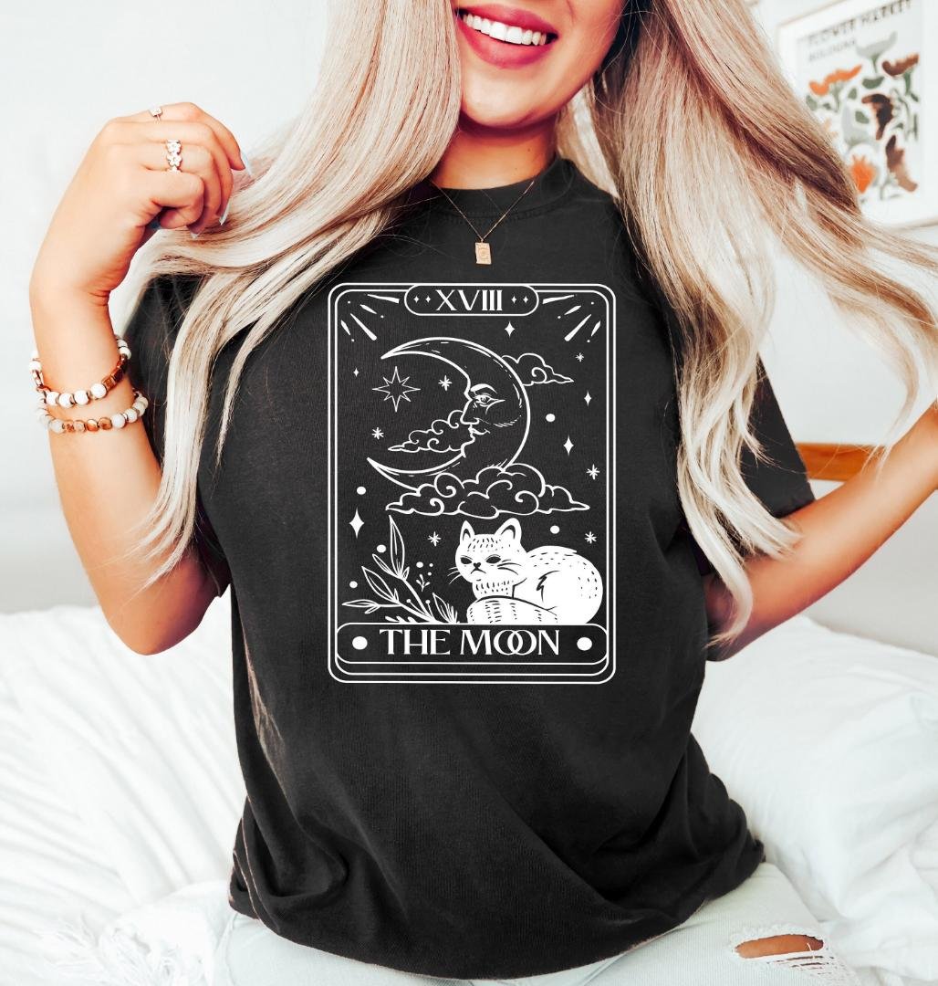 Celestial Outfit,, The Moon Tarot Card Cat T-Shirt