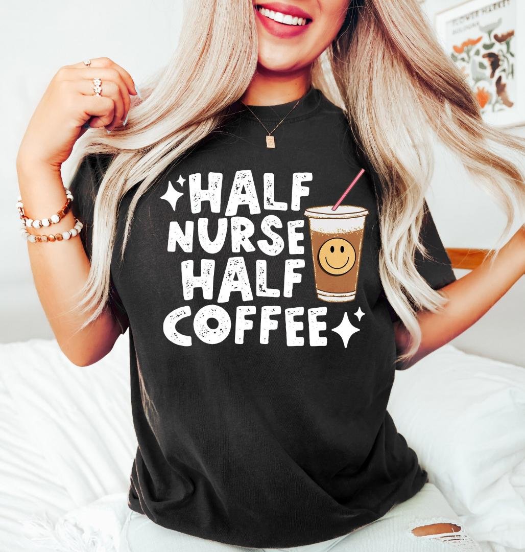 Retro Coffee Nurse T, Half Nurse Half Coffee Shirt