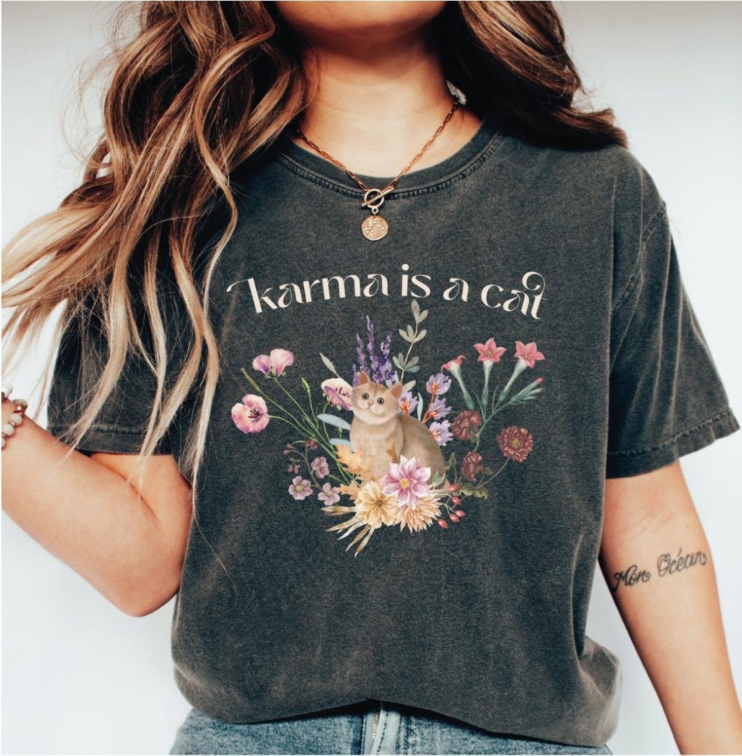 Swiftie Gift For Her, Karma is a Cat Shirt, Flower