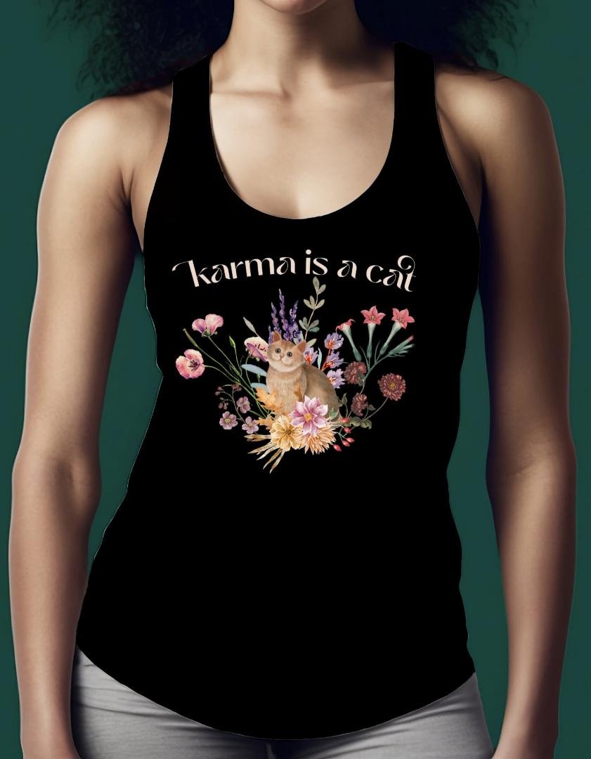 Swiftie Gift For Her, Karma is a Cat Tank Top, Flo