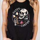Skeleton Camping Crop, Happy Camper Racerback Tank