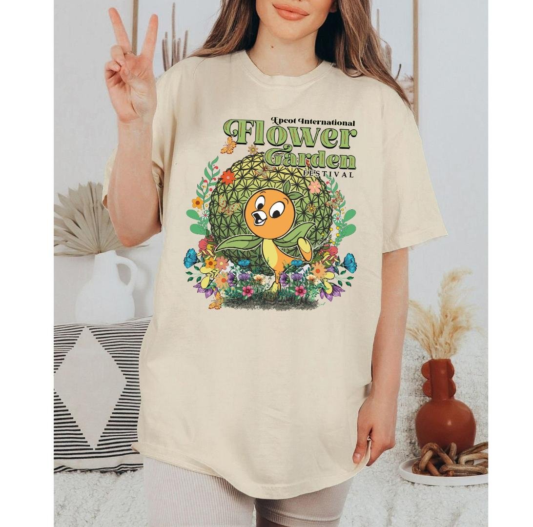 Flower and, Vintage Disney Epcot Orange Bird Shirt