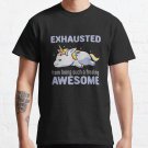 Exhausted From Being Awesome Lazy Unicorn Gift T-shirt