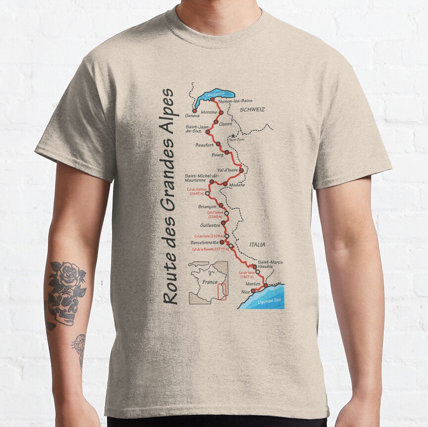 Route des Grandes Alpes map T-shirt