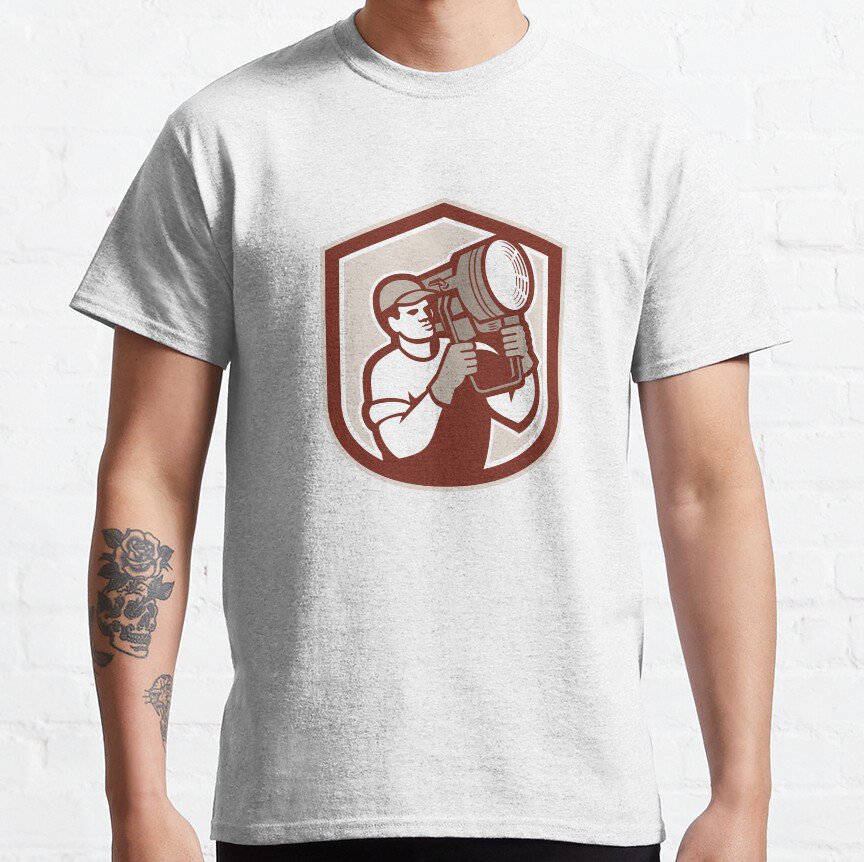 Electrical Lighting Technician Carry Spotlight Shield T-shirt