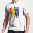 Watercolor LGBT Love Wins Rainbow Paint Typographic T-shirt