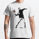 Banksy Protester Throwing Flowers  T-shirt