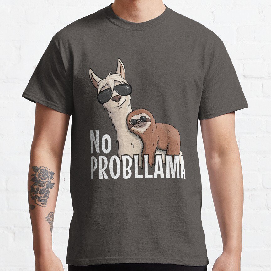 No Prob-LLama Hipster Llama & Sloth With SunGlasses Gift T-shirt