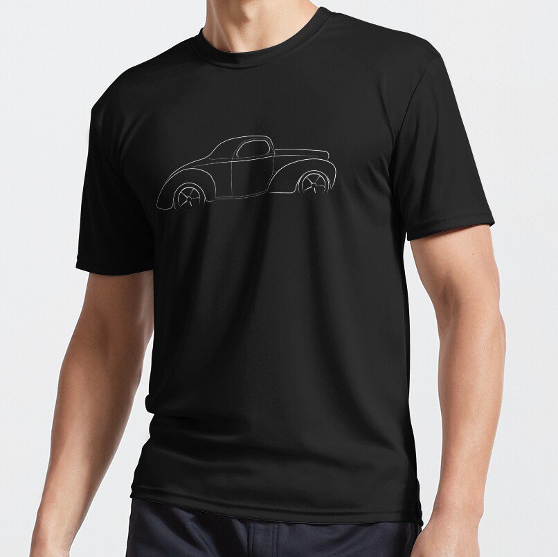 1941 Willys Coupe - profile stencil, white T-shirt