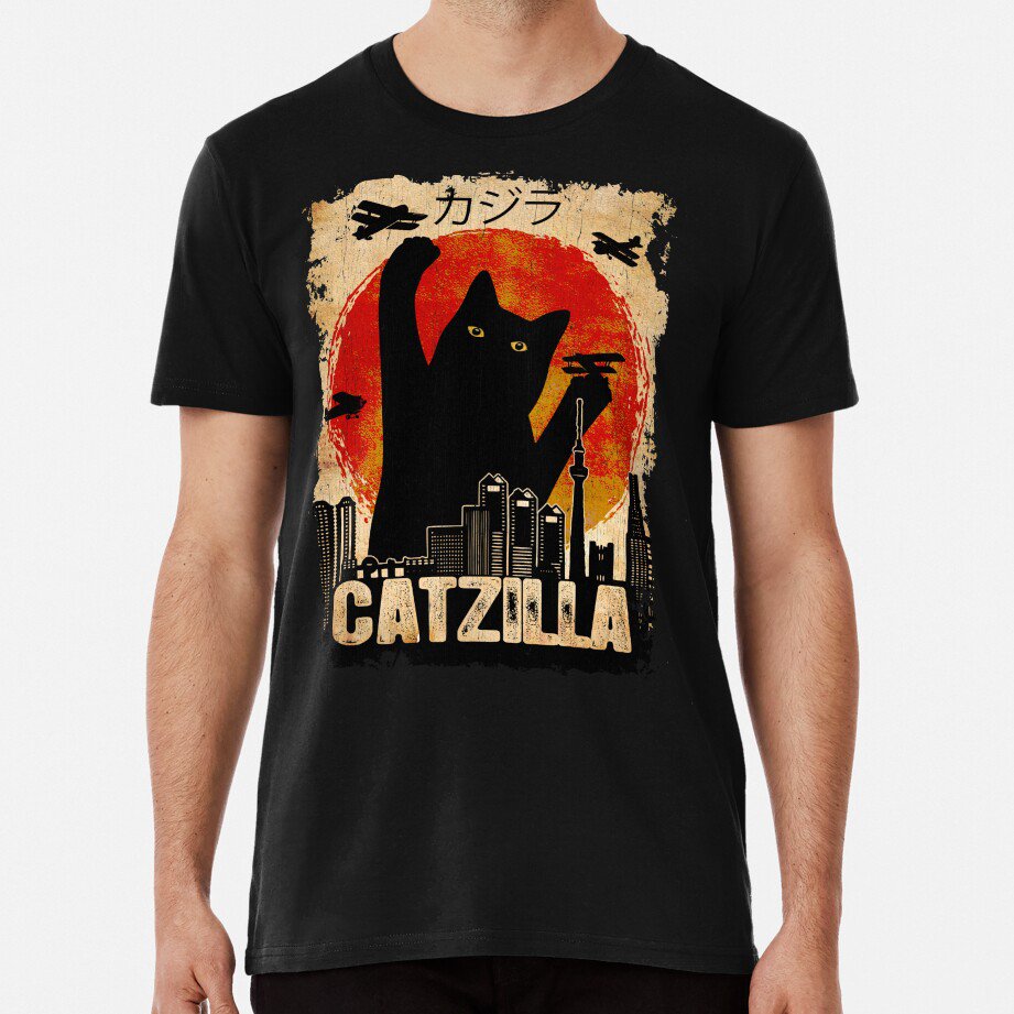 Vintage Catzilla Funny Black Cat T-Shirt T-shirt