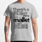 There’s a man with a mullet going mad with a mallet in Millets T-shirt