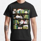 Library cats - whimsical cats on the book shelves  T-shirt